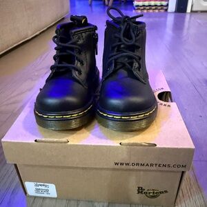 NIB Dr. Martens Toddler Black Boots with Yellow Stitching - Size 4